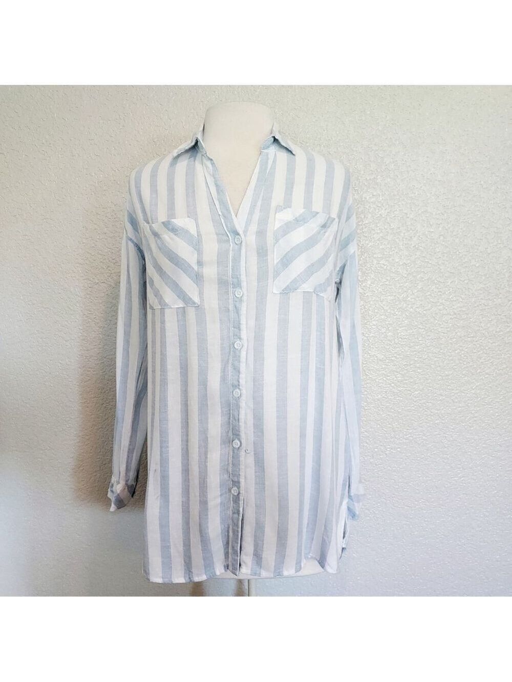 Thread & Supply Blue & White Striped Button Up Size XS - Picture 1 of 11